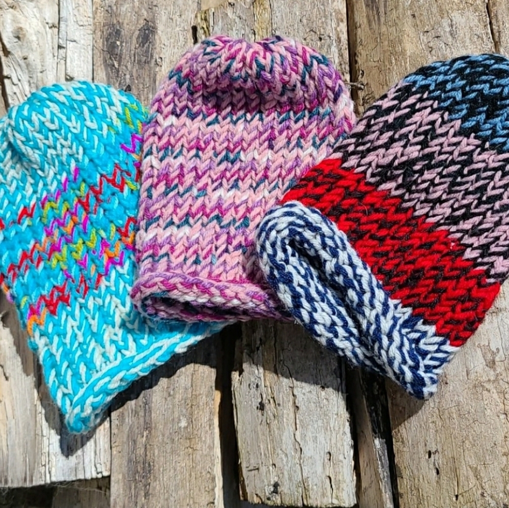 Kids Handknit Hats Bundle of 3